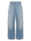 Palm Angels Wide Leg Denim Jeans In Lightblue