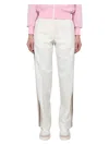 Palm Angels Wide Leg Wool Trousers With Side Stripe In White