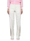 Palm Angels Wide Leg Wool Trousers With Side Stripe In White