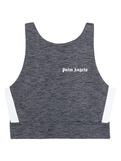 Pre-owned Palm Angels Womens Track Top In Melange Grey/black/white