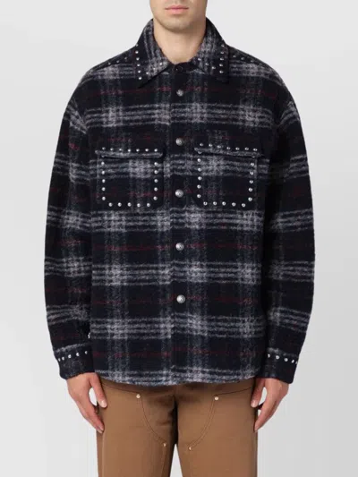 PALM ANGELS WOOL CHECK SHIRT STUDS