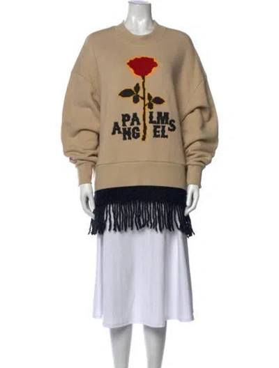 Pre-owned Palm Angels Wool Graphic Print Sweater In Neutrals
