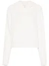 Palm Angels Curved Logo Knitted Hoodie In White