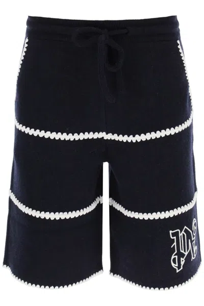 PALM ANGELS PALM ANGELS WOOL KNIT SHORTS WITH CONTRASTING TRIMS MEN