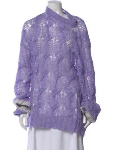 Pre-owned Palm Angels Wool Mock Neck Sweater In Purple