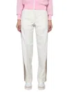 Palm Angels Wide Leg Wool Trousers With Side Stripe In White