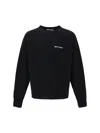Palm Angels Cotton Oversize Crew Neck Sweatshirt In Black