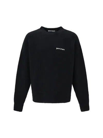 PALM ANGELS BLACK STRETCH WOOL BLEND SWEATER