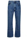 Palm Angels Monogram-embroidered Wide-leg Jeans In Blue