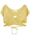 Palm Angels Wrap-around Lurex Bikini Top In Yellow