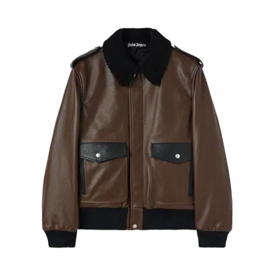 Pre-owned Palm Angels X Haas Moneygram Racing Aviator Jacket 'brown/black' | Men's Size 50