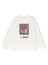 Palm Angels X Keith Haring Heart-print Cotton Sweatshirt In White
