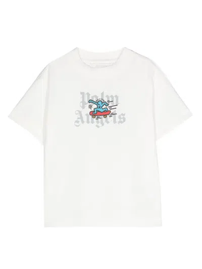 Palm Angels Kids' X Keith Haring T-shirt In Weiss