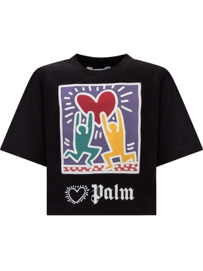 Palm Angels Kids'  X Keith Haring T-shirt In Black Viol