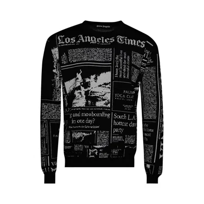 Pre-owned Palm Angels X La Times Crewneck Knitted Jumper 'black/light Grey' | Men's Size S