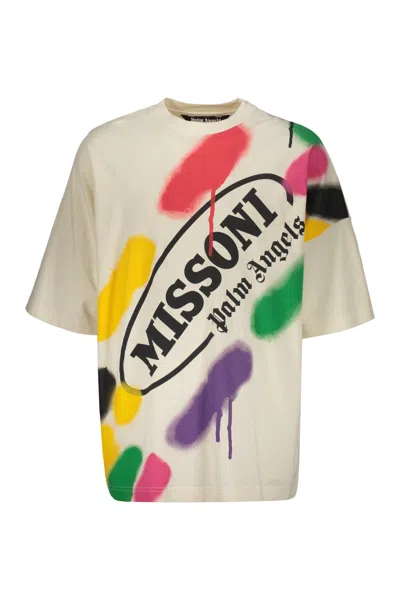 Palm Angels X Missoni Cotton T-shirt In Ivory