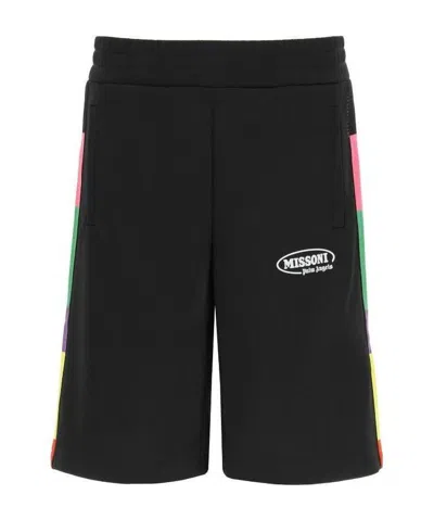 Palm Angels X Missoni Heritage Logo Print Track Shorts In Black