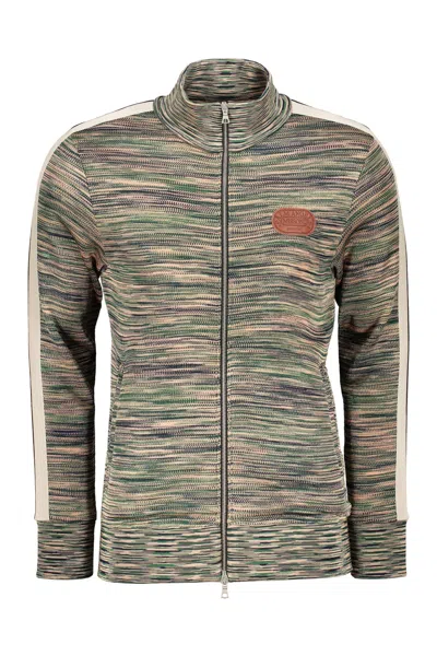 Palm Angels X Missoni Knitted Full Zip In Green