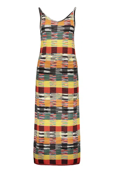 Palm Angels X Missoni Knitted Long Dress In Multicolor