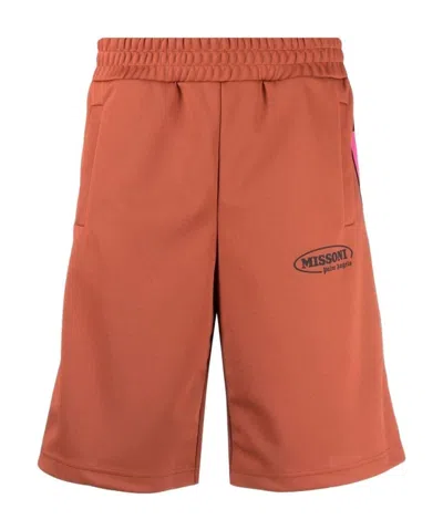 Palm Angels X Missoni Side-stripe Track Shorts In Brown
