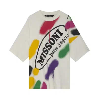 Pre-owned Palm Angels X Missoni Sport Loose Tee 'off White/black' In Cream