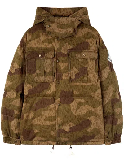 Palm Angels X Moncler X Moncler Camouflage-print Long Parka Coat In Multi
