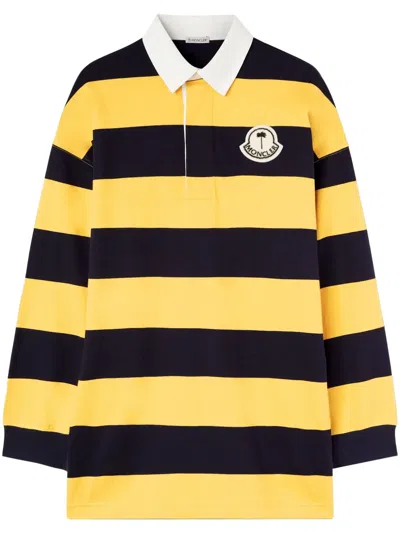 Palm Angels X Moncler X Moncler Logo-appliqué Striped Polo Shirt In Multi