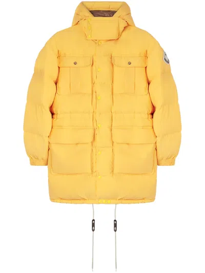 Palm Angels X Moncler X Moncler Long Parka Coat In Yellow