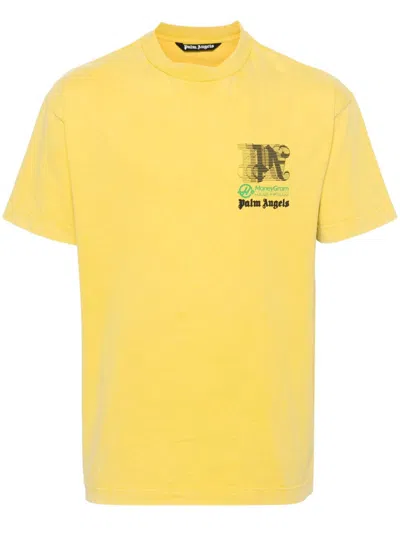 Palm Angels X Moneygram Haas F1 Cotton T-shirt In Yellow