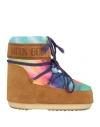 Palm Angels X Moon Boot Woman Ankle Boots Camel Size 8-8.5 Leather, Textile Fibers In Beige