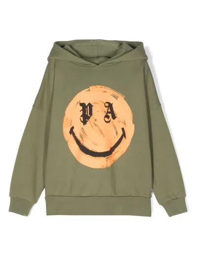 Palm Angels Kids' X Smiley Hoodie Mit Smiley-print In Grün