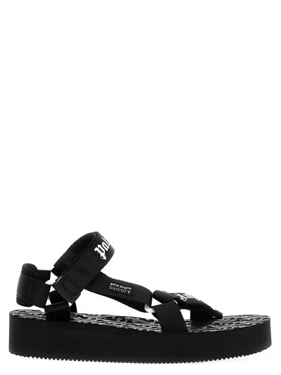 PALM ANGELS X SUICOKE DEPA LOGO-PRINTED STRAP SANDALS