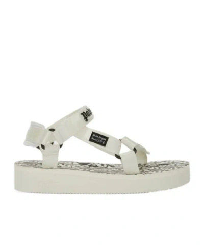 Palm Angels X Suicoke Depa Logo-printed Strap Sandals In White
