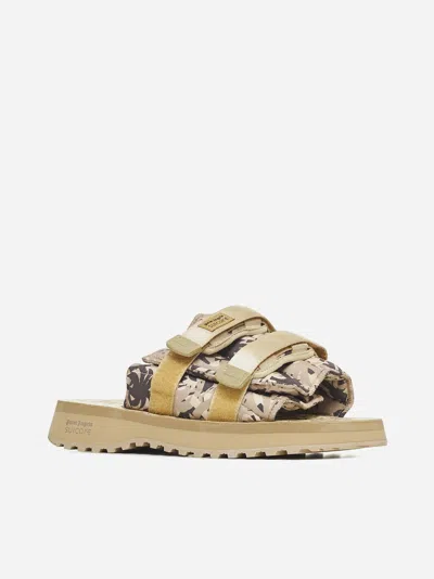 Palm Angels X Suicoke Moto-p Touch-strap Slides In Beige