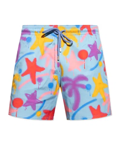 Palm Angels Drawstring Swimming Trunks In Blue