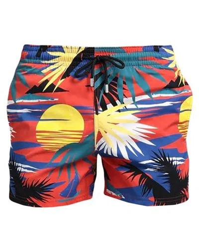 Palm Angels X Vilebrequin Man Swim Trunks Red Size Xxl Polyamide, Elastane