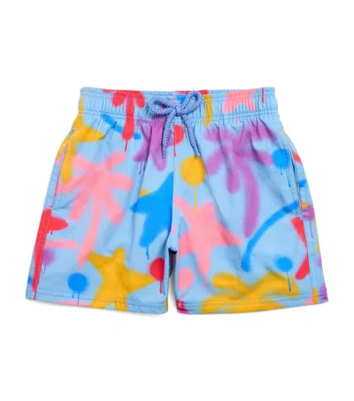 Palm Angels Kids' X Vilebrequin Palms Spray Swim Shorts In Multi