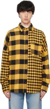 Palm Angels Monogram-print Checked Overshirt In Ocher Yell