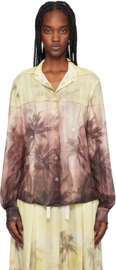 Palm Angels Sunset Palms Shirt In Burgundy