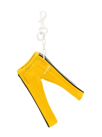 Palm Angels Yellow Cotton Track Pants Keyring In Gold