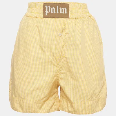 Pre-owned Palm Angels Yellow Gingham Cotton Regular Fit Shorts Xs