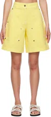 Palm Angels Embroidered Palm Tree Shorts In Yellow/black