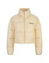 PALM ANGELS YELLOW SHORT DOWN JACKET WITH LOGO
