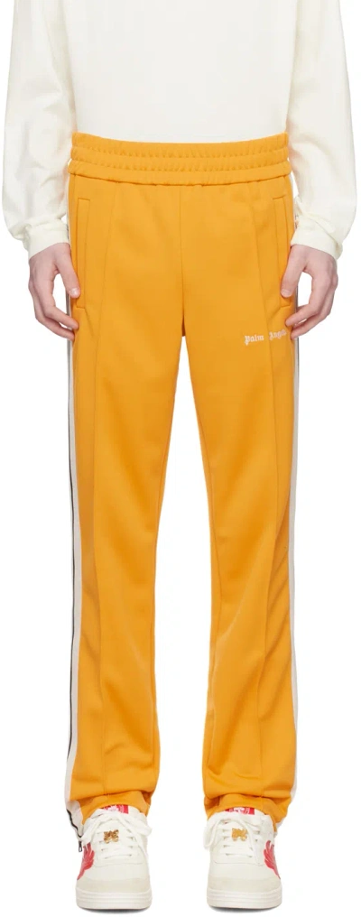 Palm Angels Yellow Striped Track Pants In Orange Off Whit