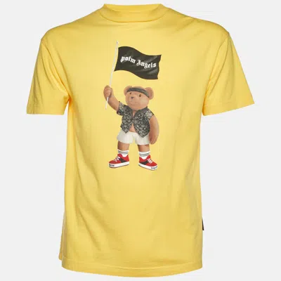 Pre-owned Palm Angels Yellow Teddy Print Cotton Jersey Crewneck T-shirt S