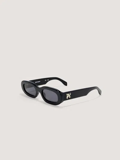 Palm Angels Yolo Black Lens Sunglasses In Shiny Black