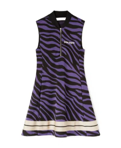 Palm Angels Zebra-print Shift Minidress In Black