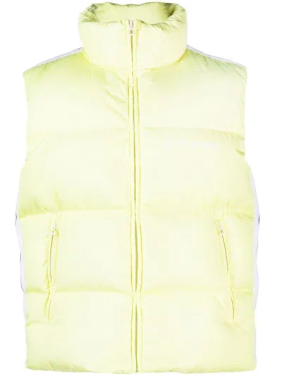 Palm Angels Logo-print Padded Gilet In Yellow