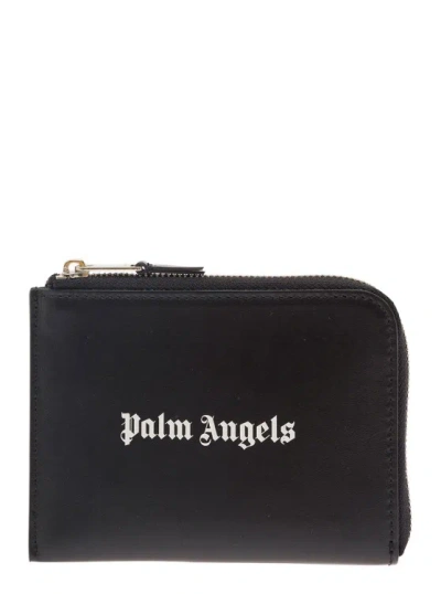 Palm Angels Rectangular Black Leather Card Wallet
