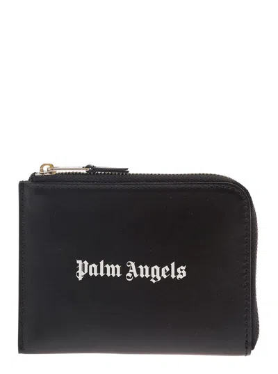 Palm Angels Zip Portacarte Logo In Multicolor